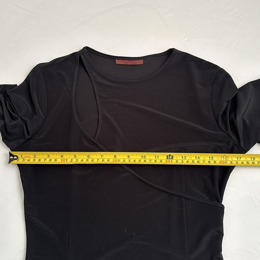 Karen Robertson black stretch fitted cut-out top M - Picture 7 of 12